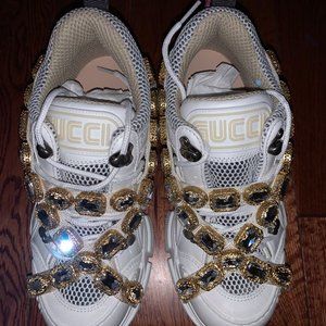Gucci Flashtrek with Rhinestones in White